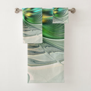 Colourful Fantasy Modern Abstract Flower Fractal Bath Towel Set