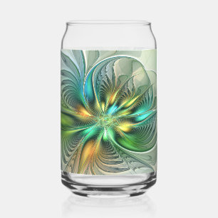 Colourful Fantasy Modern Abstract Flower Fractal Can Glass