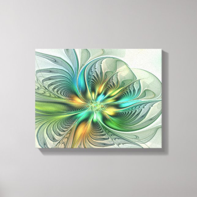Colourful Fantasy Modern Abstract Flower Fractal Canvas Print (Front)