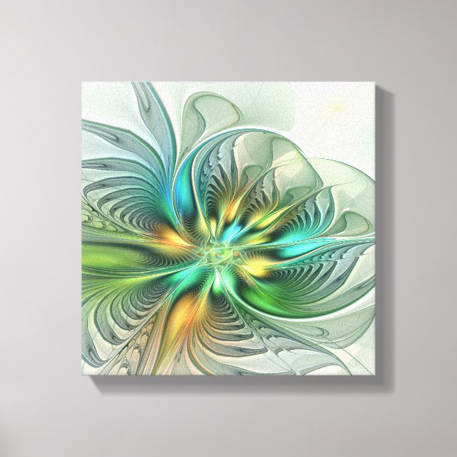 Colourful Fantasy Modern Abstract Flower Fractal Canvas Print (Front)
