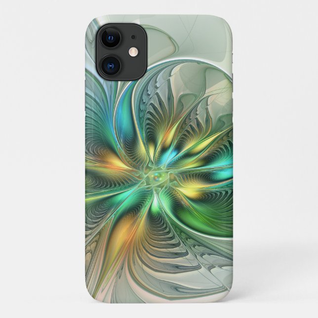 Colourful Fantasy Modern Abstract Flower Fractal Case-Mate iPhone Case (Back)