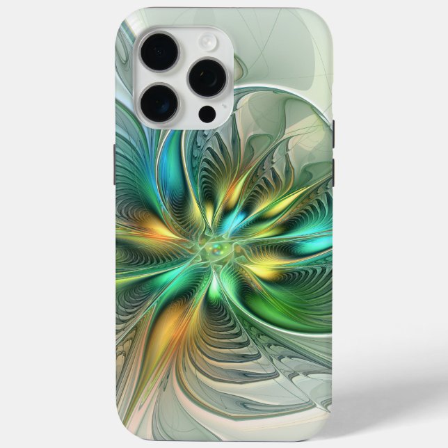 Colourful Fantasy Modern Abstract Flower Fractal Case-Mate iPhone Case (Back)