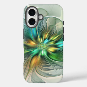 Colourful Fantasy Modern Abstract Flower Fractal iPhone 16 Case