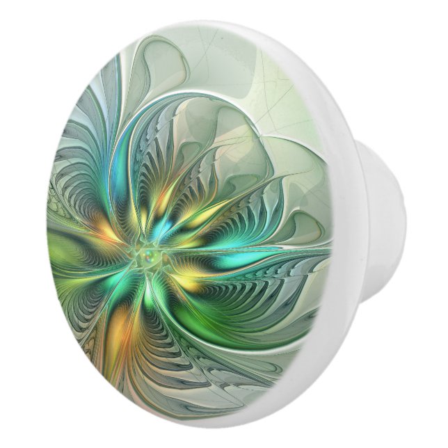 Colourful Fantasy Modern Abstract Flower Fractal Ceramic Knob (Right)