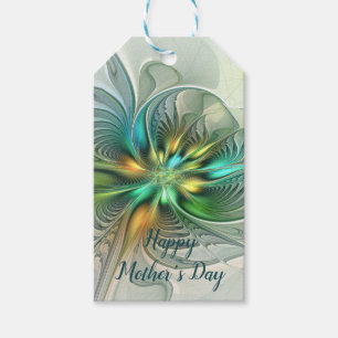 Colourful Fantasy Modern Abstract Flower Fractal Gift Tags