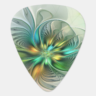 Colourful Fantasy Modern Abstract Flower Fractal Guitar Pick