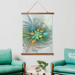 Colourful Fantasy Modern Abstract Flower Fractal Hanging Tapestry