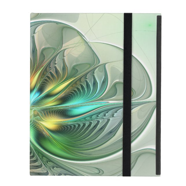 Colourful Fantasy Modern Abstract Flower Fractal iPad Case (Front Closed)