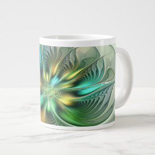 Colourful Fantasy Modern Abstract Flower Fractal Large Coffee Mug