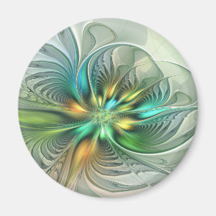 Colourful Fantasy Modern Abstract Flower Fractal Magnet