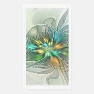 Colourful Fantasy Modern Abstract Flower Fractal Napkin