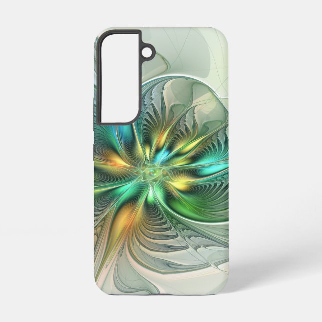 Colourful Fantasy Modern Abstract Flower Fractal Samsung Galaxy S22 Case (Back)