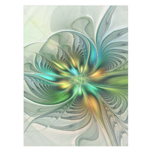 Colourful Fantasy Modern Abstract Flower Fractal Tablecloth