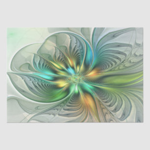 Colourful Fantasy Modern Abstract Flower Fractal Tissue Paper