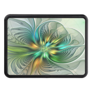 Colourful Fantasy Modern Abstract Flower Fractal Trailer Hitch Cover