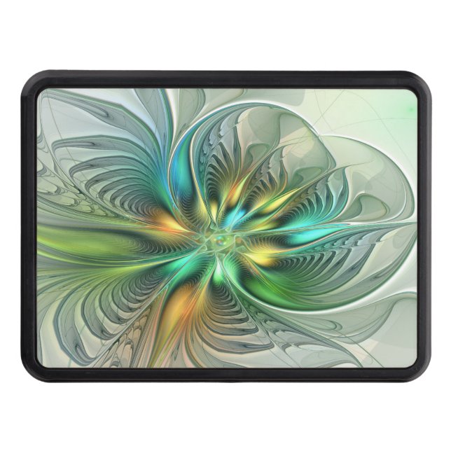 Colourful Fantasy Modern Abstract Flower Fractal Trailer Hitch Cover (Front)