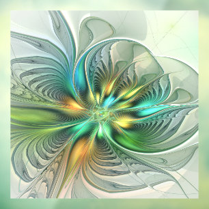 Colourful Fantasy Modern Abstract Flower Fractal Window Cling
