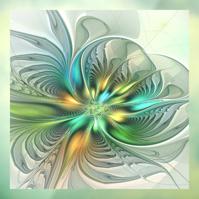 Colourful Fantasy Modern Abstract Flower Fractal Window Cling (Sheet 3)
