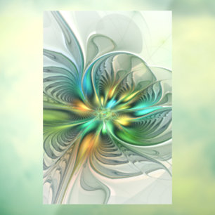Colourful Fantasy Modern Abstract Flower Fractal Window Cling
