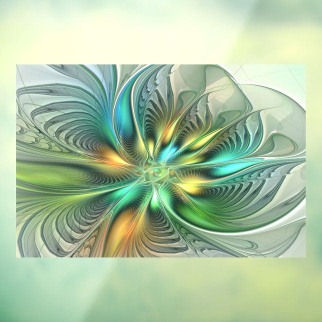 Colourful Fantasy Modern Abstract Flower Fractal Window Cling (Sheet 3)