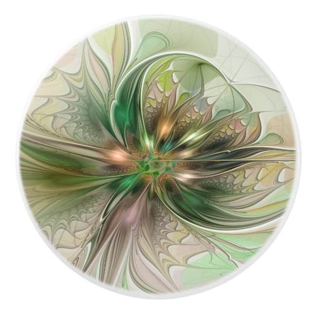 Colourful Fantasy Modern Abstract Fractal Ceramic Knob (Front)