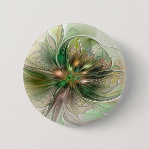 Colourful Fantasy Modern Abstract Fractal Flower 2 Inch Round Button
