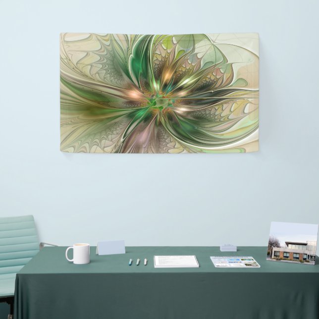 Colourful Fantasy Modern Abstract Fractal Flower Banner (Tradeshow)