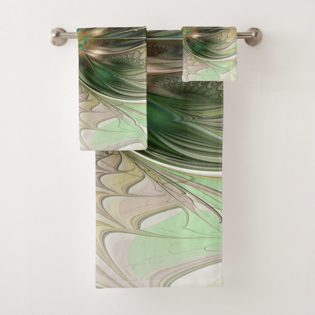 Colourful Fantasy Modern Abstract Fractal Flower Bath Towel Set (Insitu)