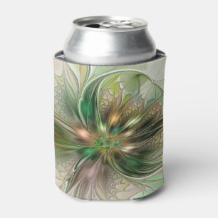 Colourful Fantasy Modern Abstract Fractal Flower Can Cooler