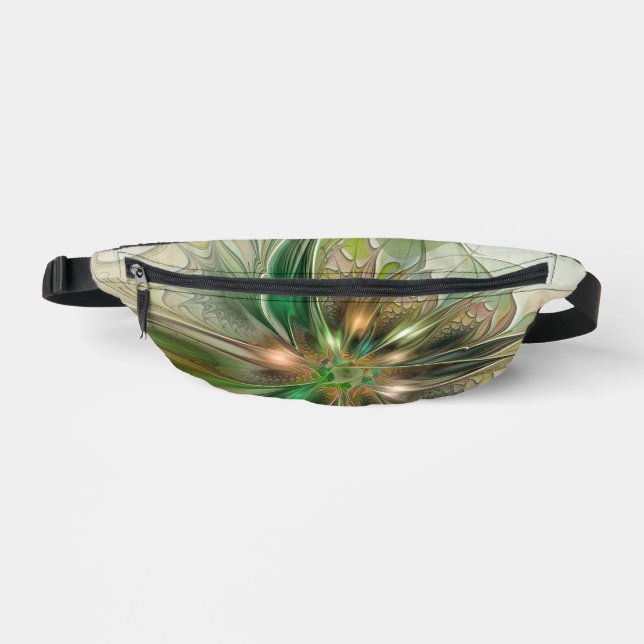 Colourful Fantasy Modern Abstract Fractal Flower Fanny Pack (Front)