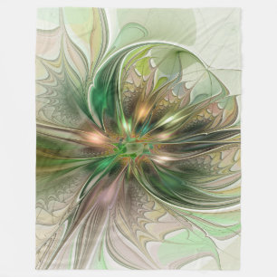 Colourful Fantasy Modern Abstract Fractal Flower Fleece Blanket