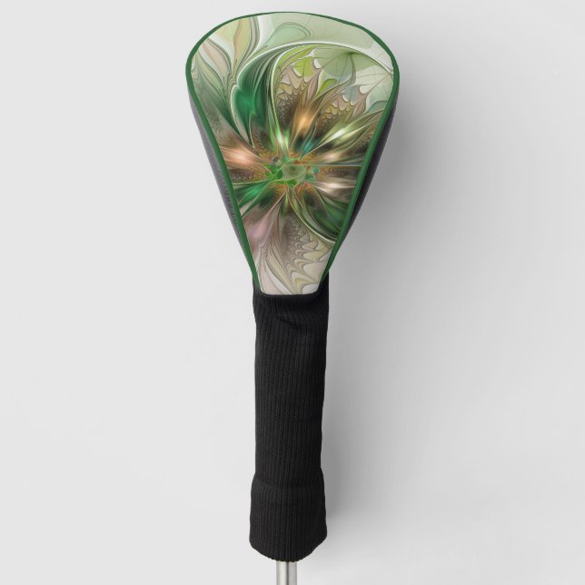 Colourful Fantasy Modern Abstract Fractal Flower Golf Head Cover (Front)