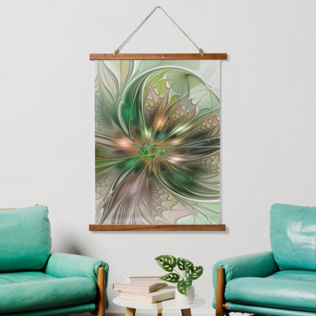 Colourful Fantasy Modern Abstract Fractal Flower Hanging Tapestry (Living Room)