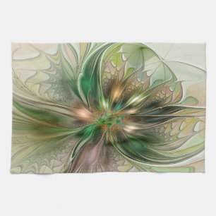 Colourful Fantasy Modern Abstract Fractal Flower Kitchen Towel