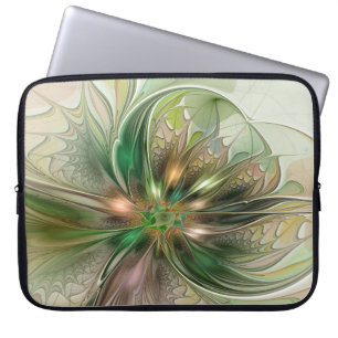 Colourful Fantasy Modern Abstract Fractal Flower Laptop Sleeve