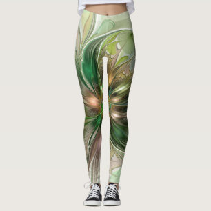 Colourful Fantasy Modern Abstract Fractal Flower Leggings