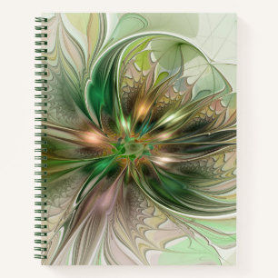 Colourful Fantasy Modern Abstract Fractal Flower Notebook