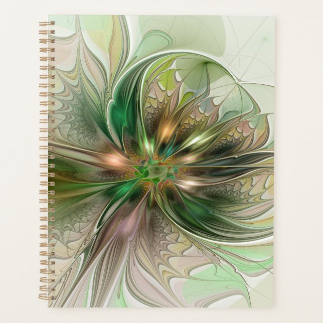 Colourful Fantasy Modern Abstract Fractal Flower Planner (Front)