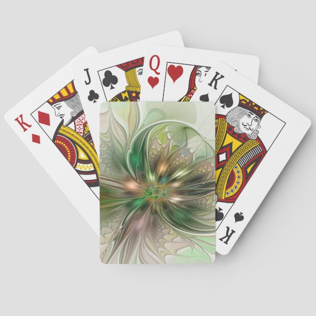 Colourful Fantasy Modern Abstract Fractal Flower Playing Cards (Back)