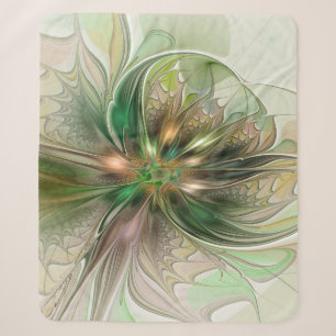 Colourful Fantasy Modern Abstract Fractal Flower Sherpa Blanket