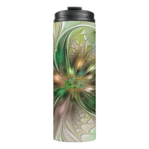 Colourful Fantasy Modern Abstract Fractal Flower Thermal Tumbler