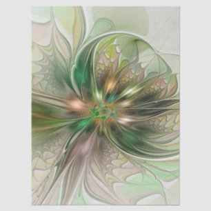 Colourful Fantasy Modern Abstract Fractal Flower Tissue Paper