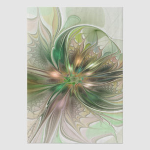 Colourful Fantasy Modern Abstract Fractal Flower Tissue Paper