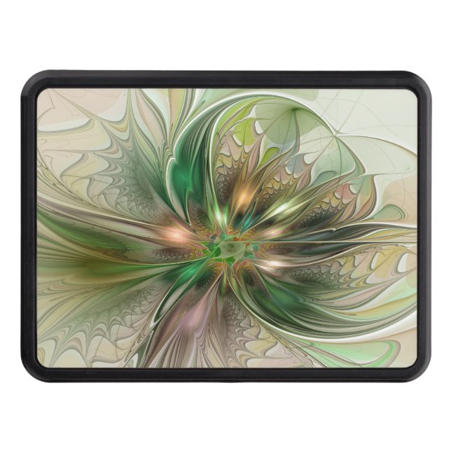 Colourful Fantasy Modern Abstract Fractal Flower Trailer Hitch Cover (Front)
