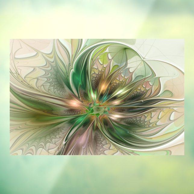 Colourful Fantasy Modern Abstract Fractal Flower Window Cling (Sheet 3)
