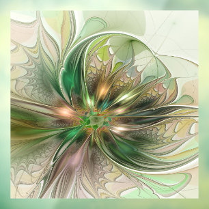 Colourful Fantasy Modern Abstract Fractal Flower Window Cling