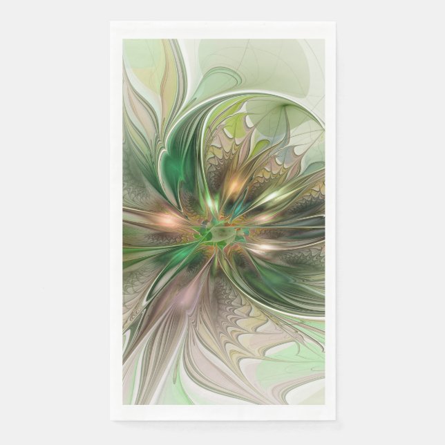 Colourful Fantasy Modern Abstract Fractal Napkin (Front)
