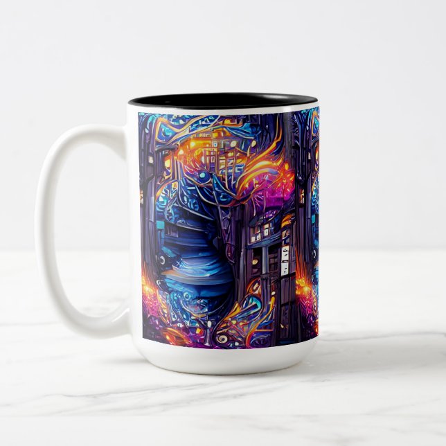 Colourful Fantasy Stairway Two-Tone Coffee Mug (Left)