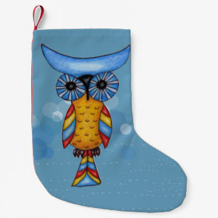 Colourful Fantasy Whimsical Owl Small Christmas Stocking
