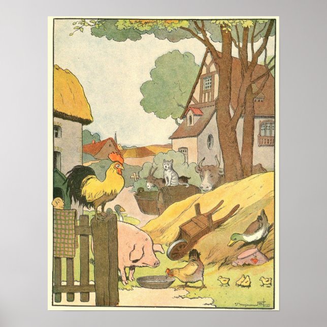 Colourful Farm Animals Illustrated Poster (Front)